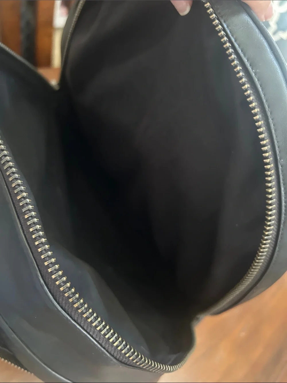 Coach Black and Gray Signature Canvas Backpack with Leather Pocket